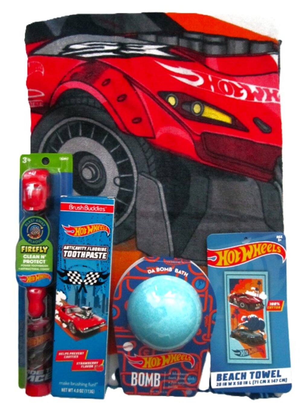 Beach Towel Hot Wheels with Bath Accessories NEW 58" x 28"